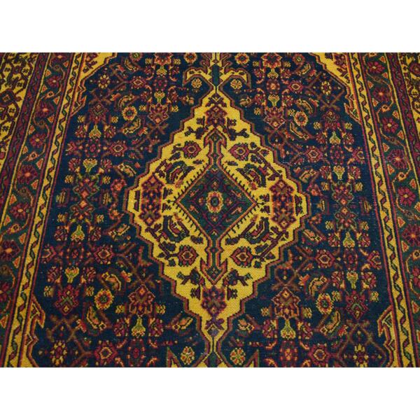 6'8"x9'6" Sunflower Yellow, Overdyed Vintage Persian Bibikabad, Hand Knotted, Pure Wool, Oriental Rug  - 80941 - Image 9