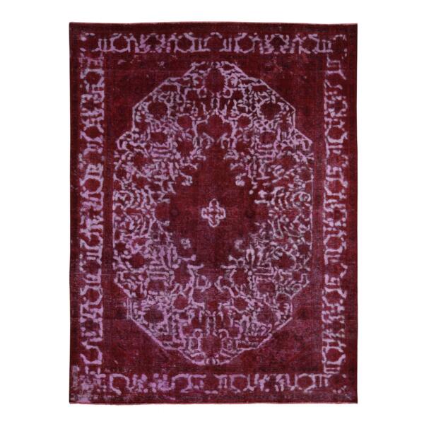 8'x11'2" Barn Red, Overdyed Vintage Persian Tabriz Barjasta, Hand Knotted, Pure Wool, Oriental Rug  - 80942