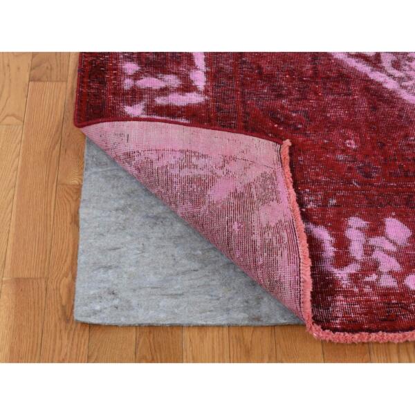 8'x11'2" Barn Red, Overdyed Vintage Persian Tabriz Barjasta, Hand Knotted, Pure Wool, Oriental Rug  - 80942 - Image 6