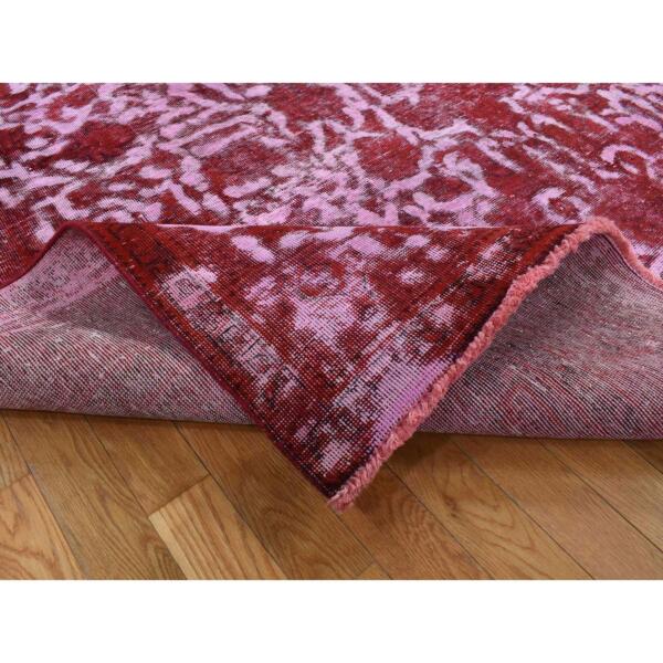 8'x11'2" Barn Red, Overdyed Vintage Persian Tabriz Barjasta, Hand Knotted, Pure Wool, Oriental Rug  - 80942 - Image 7