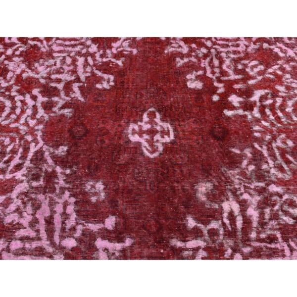 8'x11'2" Barn Red, Overdyed Vintage Persian Tabriz Barjasta, Hand Knotted, Pure Wool, Oriental Rug  - 80942 - Image 10