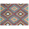4'1"x6'1" Colorful, Afghan Kilim with Geometric Design, Hand Woven, Vegetable Dyes, Flat Weave, Reversible, Pure Wool Oriental Rug  - 81322 - Image 3