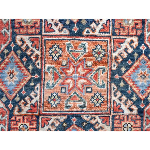 5'10"x8'9" Burnt Orange Special Kazak with Geometric Medallion Design, Hand Knotted, Natural Dyes, Soft Wool Oriental Rug  - 81757 - Image 10