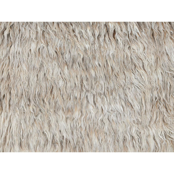 8'2"x8'2" Beige, Shaggy Moroccan Exotic Texture, Undyed Natural Wool Hand Knotted, Square Oriental Rug  - 82014 - Image 10