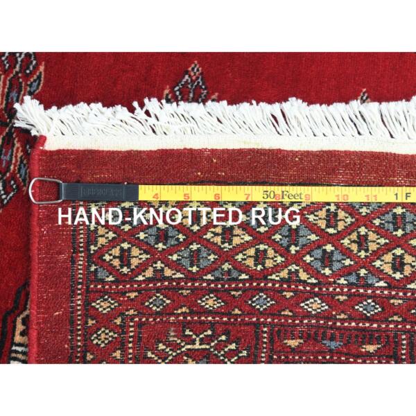 4'x6'2" Deep and Rich Red, Mori Bokara with Geometric Medallions Design, Pure Wool Hand Knotted, Oriental Rug  - 82416 - Image 8