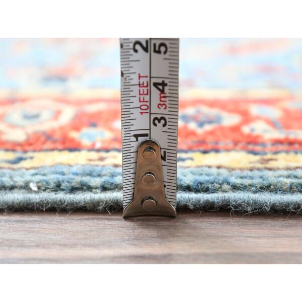 2'x2'10" Denim Blue, Afghan Peshawar with Serapi Heriz Design, Vegetable Dyes Dense Weave, Extra Soft Wool Hand Knotted, Mat Oriental Rug  - 82523 - Image 7
