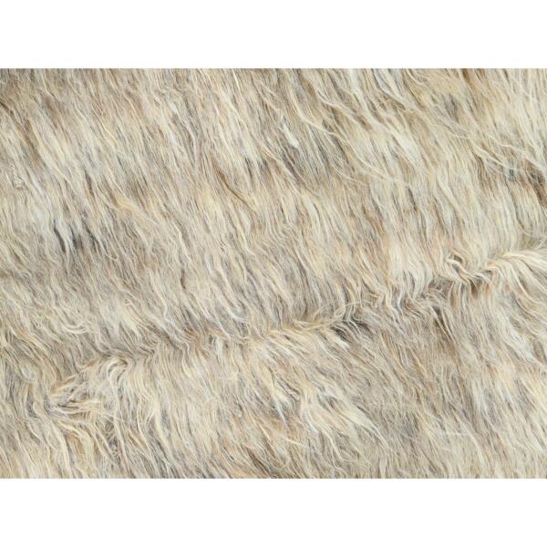 13'6"x13'6" Beige, Shaggy Moroccan Exotic Texture, Undyed Natural Wool Hand Knotted, Round Oriental Rug  - 82563 - Image 9