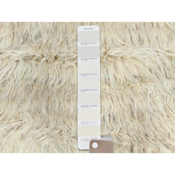 2'7"x10'1" Beige, Shaggy Moroccan Exotic Texture, Undyed Natural Wool Hand Knotted, Runner Oriental Rug  - 82573 - Image 5