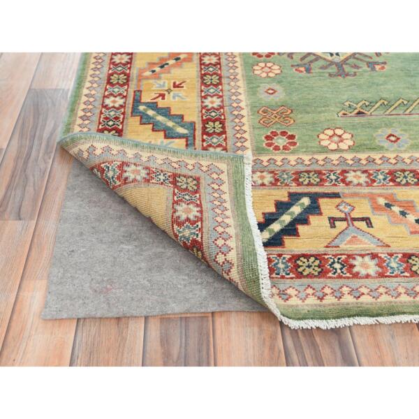 8'x9'9" Sage Green, Special Kazak with Large Medallions Natural Dyes, Soft Wool Hand Knotted Oriental Rug  - 82708 - Image 6