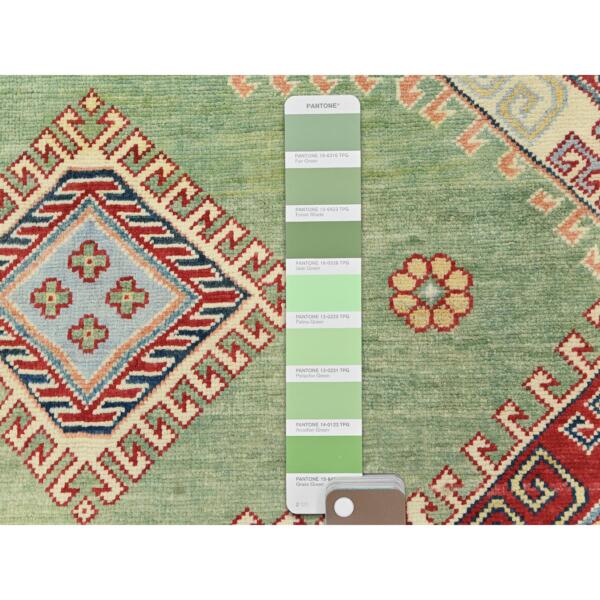 8'x9'9" Sage Green, Special Kazak with Large Medallions Natural Dyes, Soft Wool Hand Knotted Oriental Rug  - 82708 - Image 9