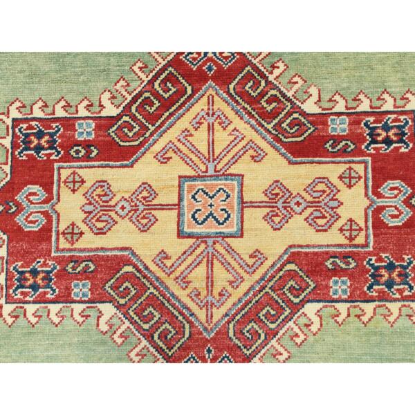 8'x9'9" Sage Green, Special Kazak with Large Medallions Natural Dyes, Soft Wool Hand Knotted Oriental Rug  - 82708 - Image 10