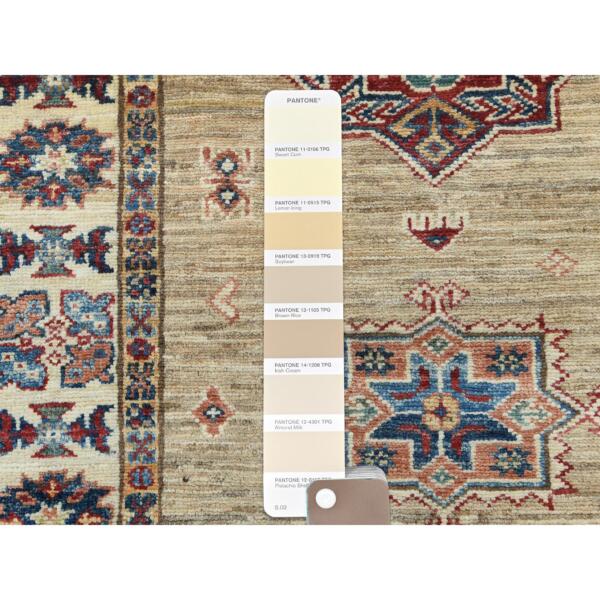 2'7"x13'6" Chamomile, Afghan Super Kazak Natural Dyes Densely Woven, Soft Wool Hand Knotted, Runner Oriental Rug  - 82721 - Image 5