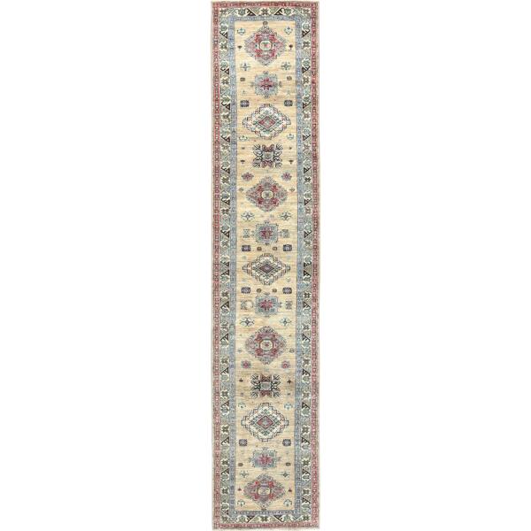 2'8"x13'5" Chamomile, Afghan Super Kazak Natural Dyes, Natural Wool Hand Knotted, Runner Oriental Rug  - 82722