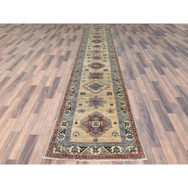 2'8"x13'5" Chamomile, Afghan Super Kazak Natural Dyes, Natural Wool Hand Knotted, Runner Oriental Rug  - 82722 - Image 3