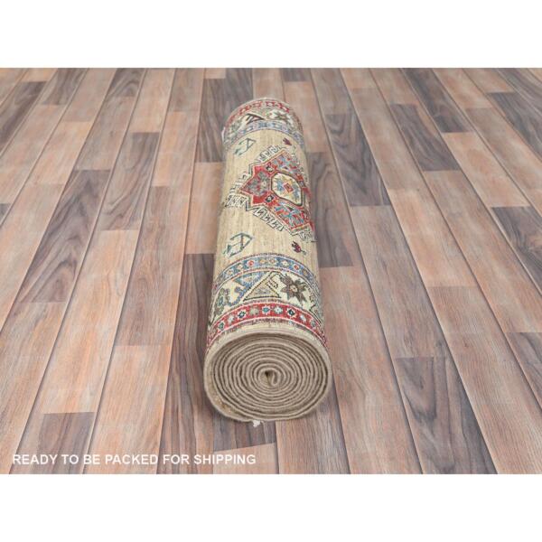 2'8"x13'5" Chamomile, Afghan Super Kazak Natural Dyes, Natural Wool Hand Knotted, Runner Oriental Rug  - 82722 - Image 6