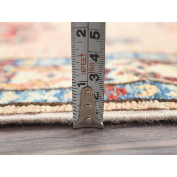1'10"x6'5" Ecru Color, Afghan Super Kazak with Large Medallions Natural Dyes, Soft Wool Hand Knotted, Runner Oriental Rug  - 82764 - Image 8