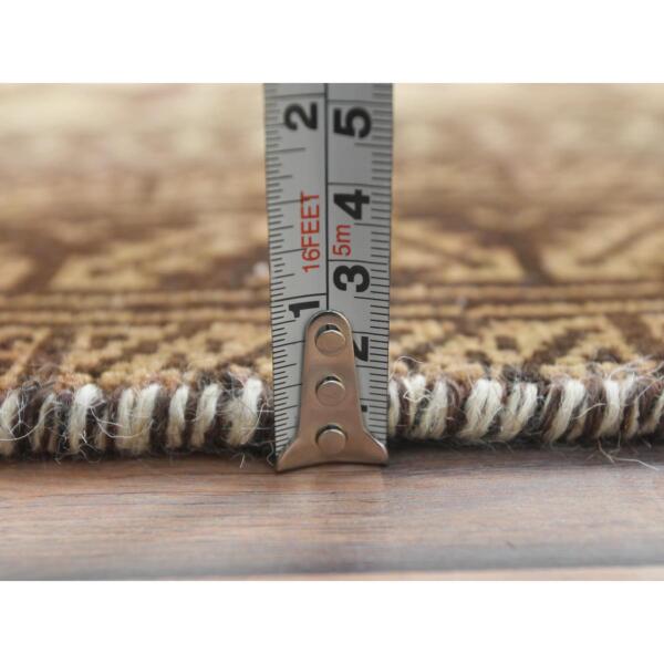 3'2"x6'5" Birdseed Brown, Sheared Low, Worn Wool, Hand Knotted, Bohemian Semi Antique Persian Baluch, Runner, Oriental Rug  - 82796 - Image 7