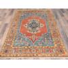 4'x5'9" Terracotta Red, Afghan Peshawar with Large Medallion  Heriz Design, Natural Dyes, Pure Wool, Hand Knotted, Oriental Rug  - 82921 - Image 3