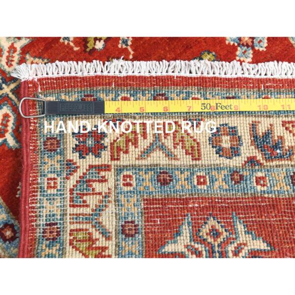 2'x3' Chili Red, Special Kazak with Geometric Pattern, Natural Dyes, Hand Knotted, Pure Wool, Mat, Oriental Rug  - 82943 - Image 8