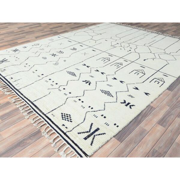 8'4"x10'7" Bone Ivory, Ben Ourain  Moroccan Berber Shilhah Design, Natural Dyes, Extra Soft Wool, Hand Knotted Oriental Rug  - 82983 - Image 5