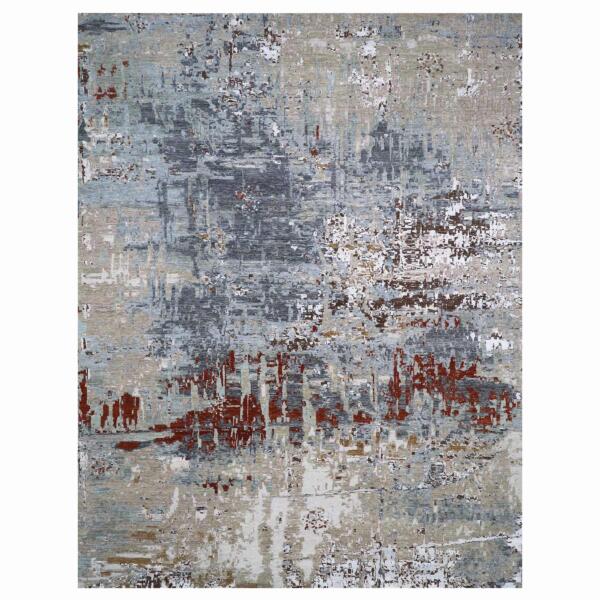 12'x15'1" Gray Abstract Design, Persian Knot with All Wool, Hand Knotted Oversized Oriental Rug  - 83037