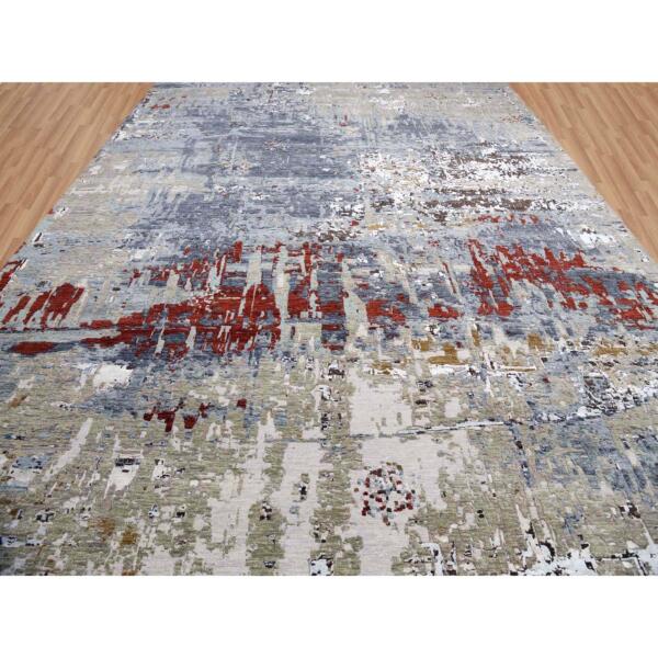 12'x15'1" Gray Abstract Design, Persian Knot with All Wool, Hand Knotted Oversized Oriental Rug  - 83037 - Image 4