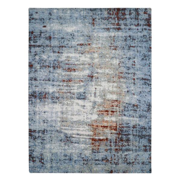 9'x12'1" Coin Gray, Soft Wool Hand Knotted, Abstract Design, Densely Woven Persian Knot, Oriental Rug  - 83041