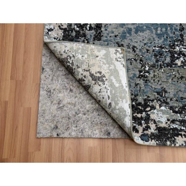 9'x12'4" Fossil Gray, Persian Knot Extra Soft Wool, Hand Knotted Abstract Design, Dense Weave, Oriental Rug  - 83042 - Image 6