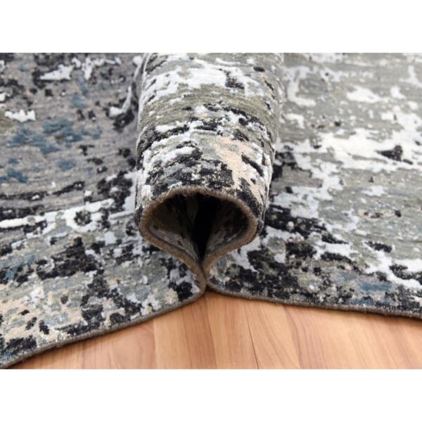 9'x12'4" Fossil Gray, Persian Knot Extra Soft Wool, Hand Knotted Abstract Design, Dense Weave, Oriental Rug  - 83042 - Image 7