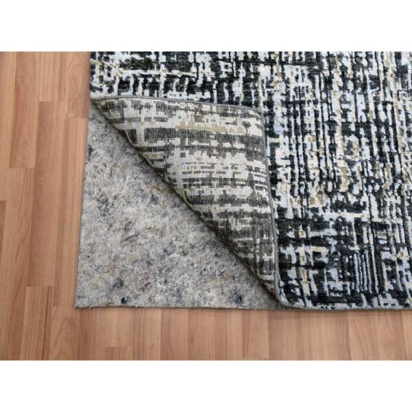 9'x12'4" Jet Black, Densely Woven Persian Knot, Organic Wool Hand Knotted, Abstract Design, Oriental Rug  - 83043 - Image 6