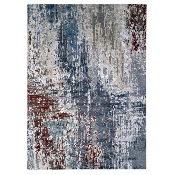 9'x12'5" Cadet Gray, Soft Wool Hand Knotted, Abstract Design, Dense Weave Persian Knot, Oriental Rug  - 83046