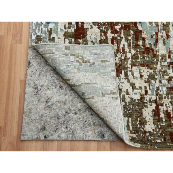 9'x12'5" Cadet Gray, Soft Wool Hand Knotted, Abstract Design, Dense Weave Persian Knot, Oriental Rug  - 83046 - Image 6