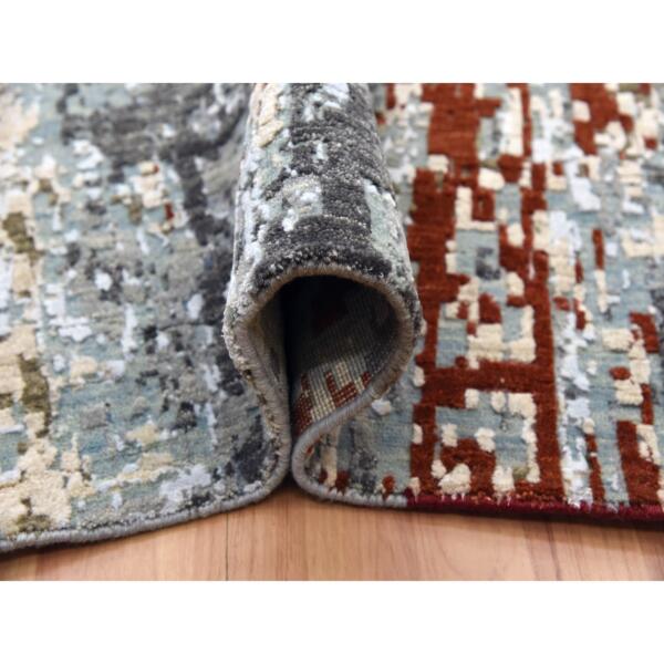 9'x12'5" Cadet Gray, Soft Wool Hand Knotted, Abstract Design, Dense Weave Persian Knot, Oriental Rug  - 83046 - Image 7