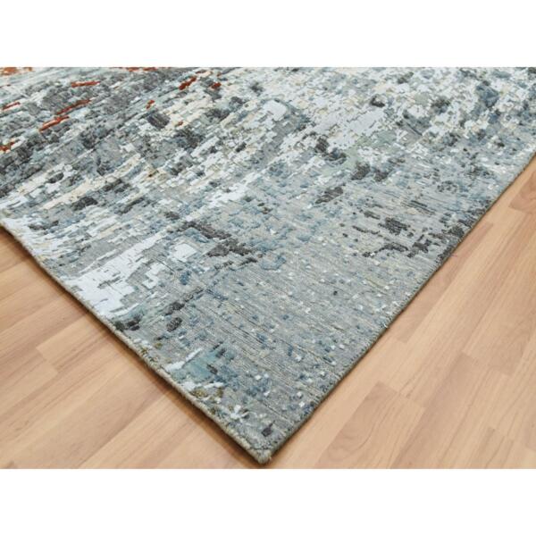 9'x12'5" Cadet Gray, Soft Wool Hand Knotted, Abstract Design, Dense Weave Persian Knot, Oriental Rug  - 83046 - Image 8