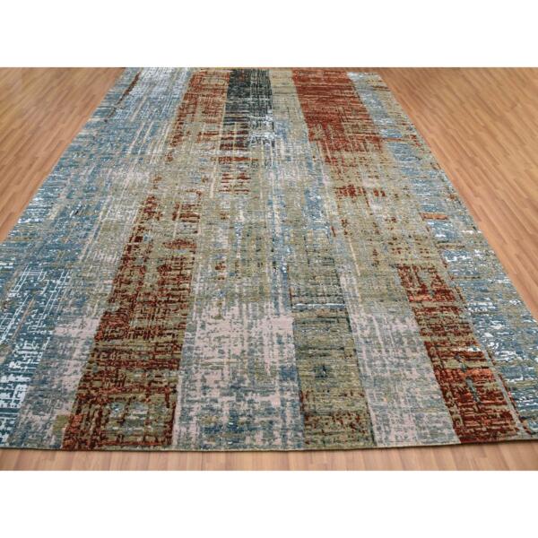 9'x12'4" Cloud Gray, Persian Knot Pure Wool, Hand Knotted Abstract Design, Densely Woven, Oriental Rug  - 83055 - Image 4