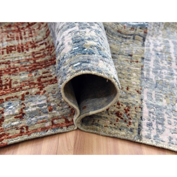 9'x12'4" Cloud Gray, Persian Knot Pure Wool, Hand Knotted Abstract Design, Densely Woven, Oriental Rug  - 83055 - Image 7