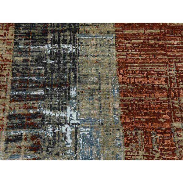 9'x12'4" Cloud Gray, Persian Knot Pure Wool, Hand Knotted Abstract Design, Densely Woven, Oriental Rug  - 83055 - Image 10