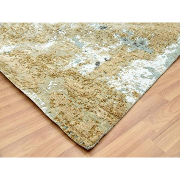 10'x14' Bone White, Persian Knot Organic Wool, Hand Knotted Abstract Design, Dense Weave, Oriental Rug  - 83077 - Image 8