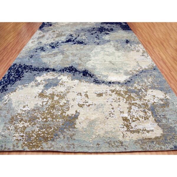 10'x13'9" Light Gray, Densely Woven Persian Knot, Pure Wool Hand Knotted, Abstract Design, Oriental Rug  - 83078 - Image 3