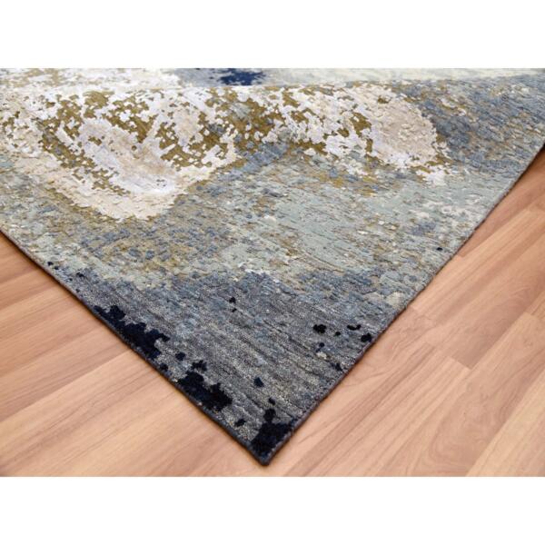 10'x13'9" Light Gray, Densely Woven Persian Knot, Pure Wool Hand Knotted, Abstract Design, Oriental Rug  - 83078 - Image 7