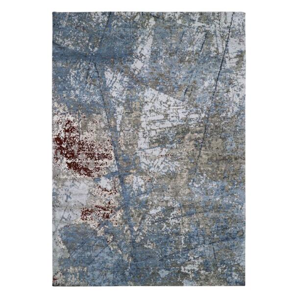 10'x14'2" Ash Gray, Extra Soft Wool Hand Knotted, Abstract Design, Densely Woven Persian Knot, Oriental Rug  - 83081