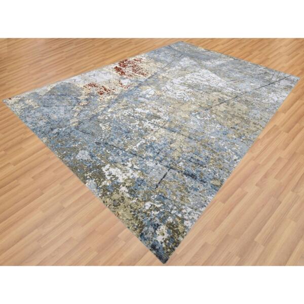 10'x14'2" Ash Gray, Extra Soft Wool Hand Knotted, Abstract Design, Densely Woven Persian Knot, Oriental Rug  - 83081 - Image 5