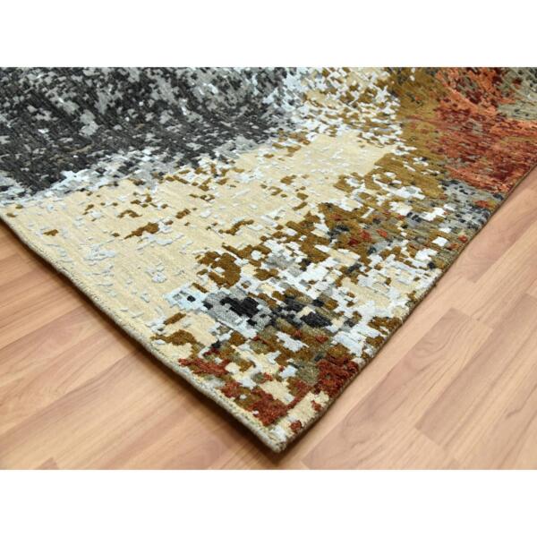 11'10"x15'2" Golden Brown, Dense Weave Persian Knot, Soft Wool Hand Knotted, Abstract Design, Oversized Oriental Rug  - 83087 - Image 7