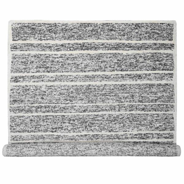 10'3"x14'1" Black and Ivory, Modern Striae Design, Thick and Plush, Organic Undyed Wool, Hand Knotted, Oriental Rug  - 84183