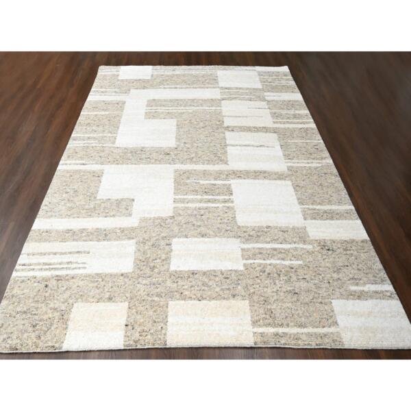 10'2"x13'9" Earth Tone Colors, Natural Wool, Tone on Tone, Natural Abrash, Soft Pile, Minimalist Design,  Sustainable, Hand Knotted, Oriental Rug  - 84433 - Image 3