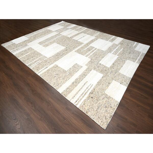 10'2"x13'9" Earth Tone Colors, Natural Wool, Tone on Tone, Natural Abrash, Soft Pile, Minimalist Design,  Sustainable, Hand Knotted, Oriental Rug  - 84433 - Image 4