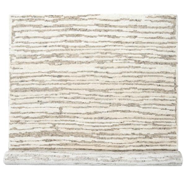 10'1"x14' Brown, Natural Colors Undyed Plush Wool,  Hand Knotted, Striae Minimalist Design, Soft Pile, Oriental Rug  - 84447