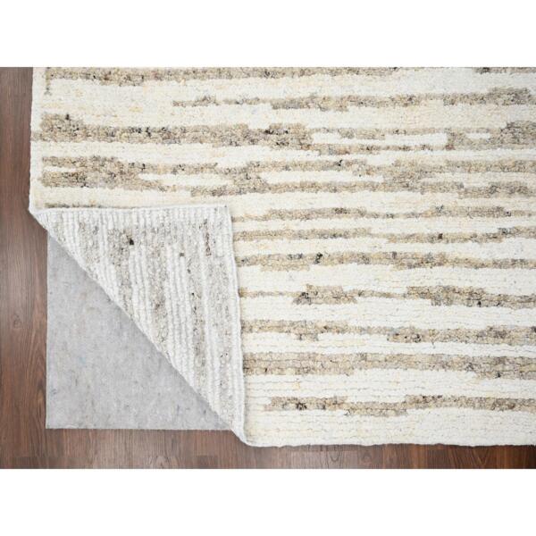 10'1"x14' Brown, Natural Colors Undyed Plush Wool,  Hand Knotted, Striae Minimalist Design, Soft Pile, Oriental Rug  - 84447 - Image 5