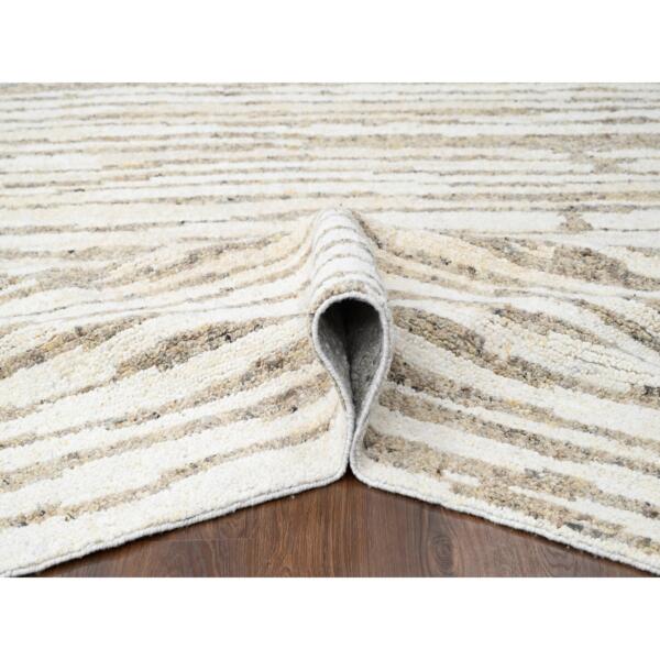 10'1"x14' Brown, Natural Colors Undyed Plush Wool,  Hand Knotted, Striae Minimalist Design, Soft Pile, Oriental Rug  - 84447 - Image 6