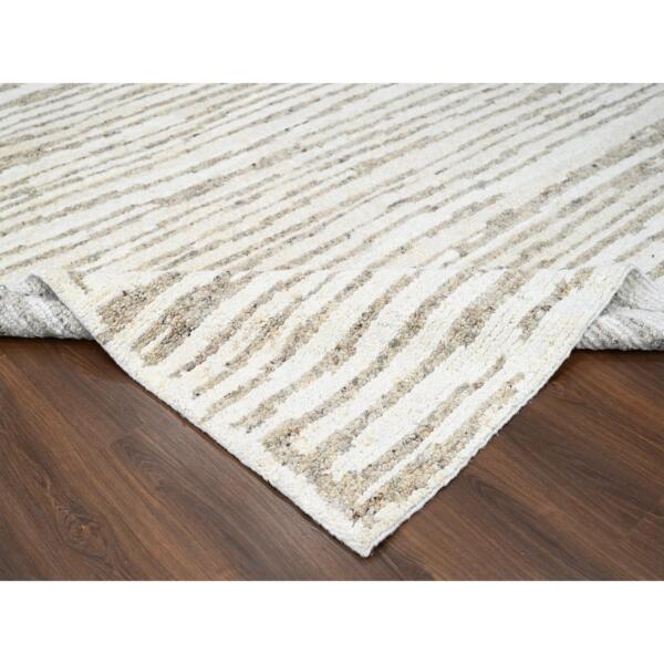 10'1"x14' Brown, Natural Colors Undyed Plush Wool,  Hand Knotted, Striae Minimalist Design, Soft Pile, Oriental Rug  - 84447 - Image 7